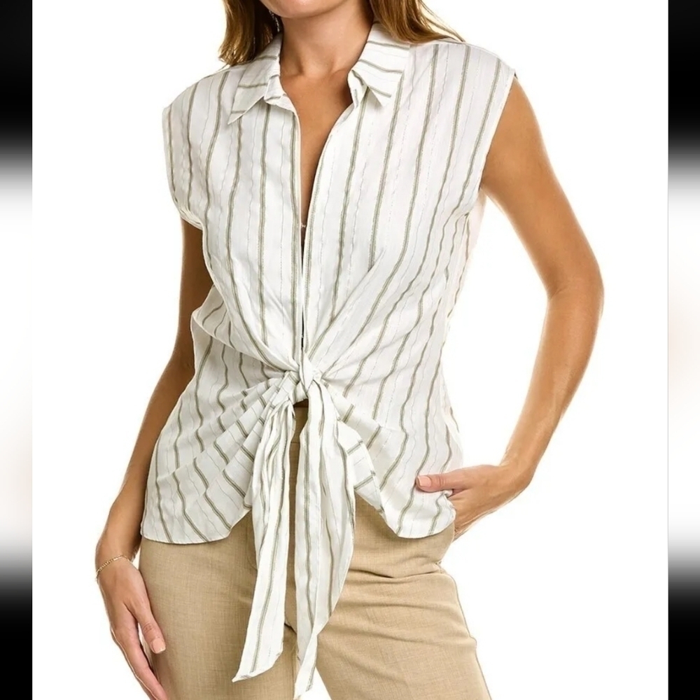 Brand New Ellen Tracy Sleeveless Knot Front Shirt